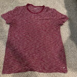 Express Maroon and White Striped Tee